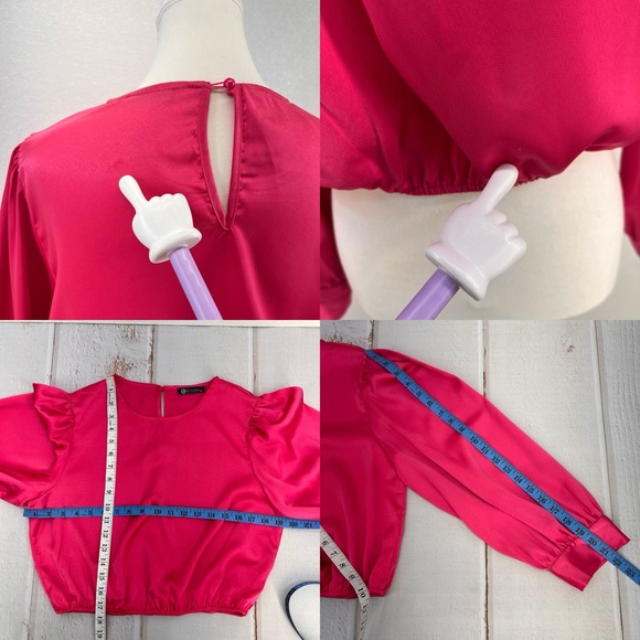 NWT Fall Casual Long Puff Sleeve Crop Top SIZE M - Picture 14 of 17